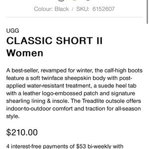 BRAND NEW Black Classic II Uggs size 8